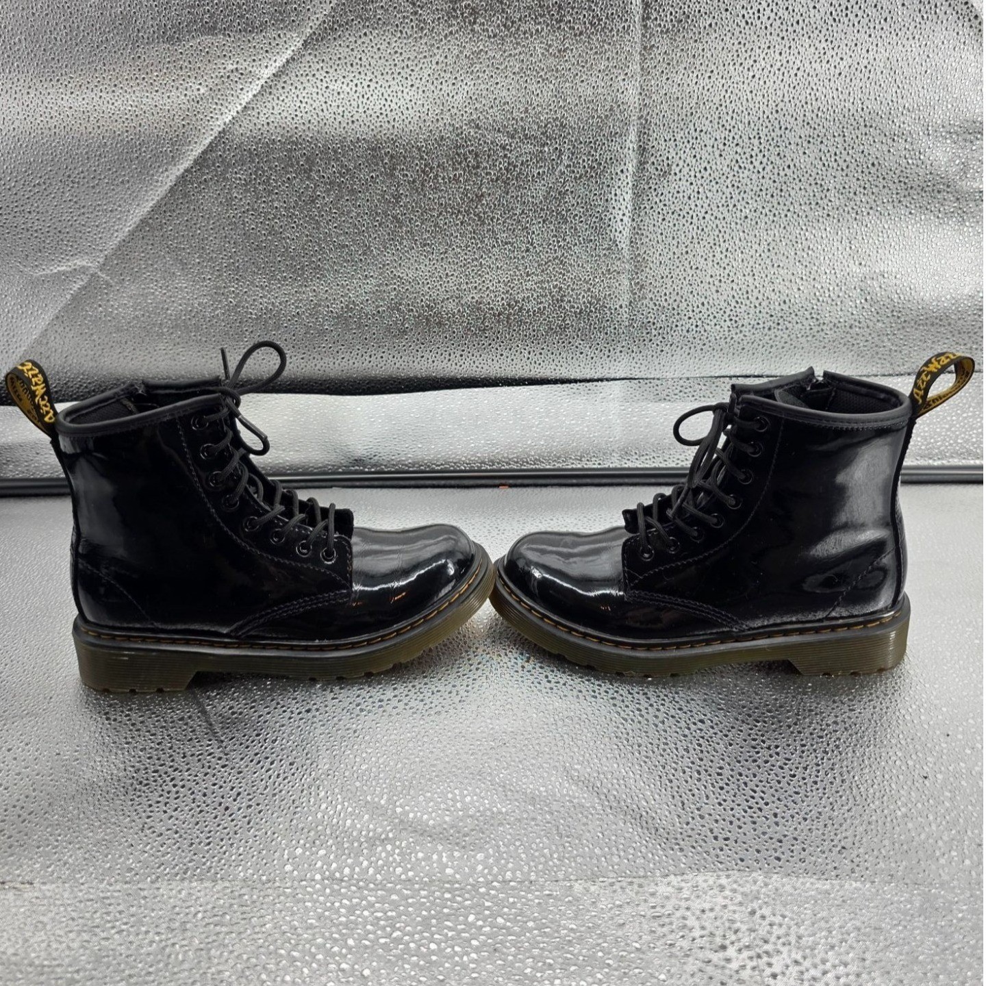 Dr. Martens 1460 J Black Patent Leather Boots Youth Size 2 US Zip - View 9