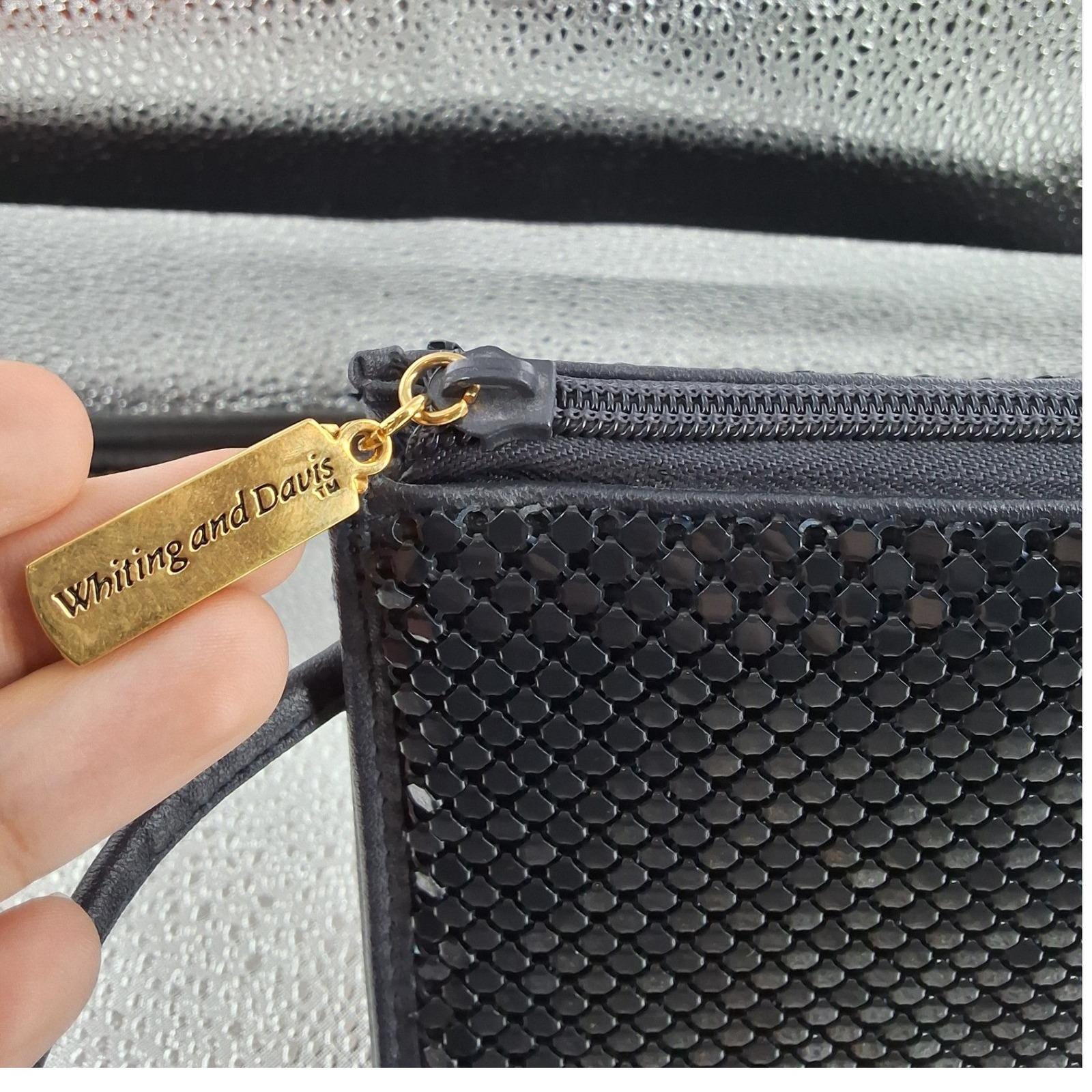 Whiting & Davis Vintage Navy Blue Metal Mesh Crossbody Bag Evening Purse