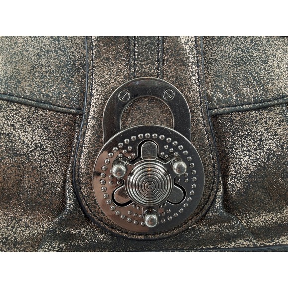 Steven by Steve Madden Lady Unique Lock Clutch Bronze Metallic Crackled