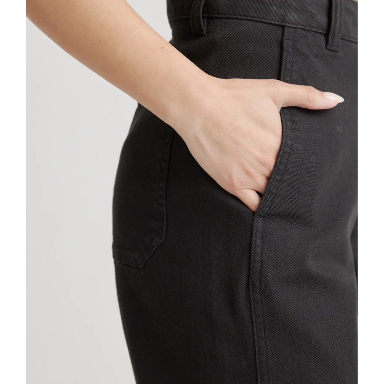 Quince Organic Stretch Cotton Twill Barrel Pant Black 27 Inseam Size 6