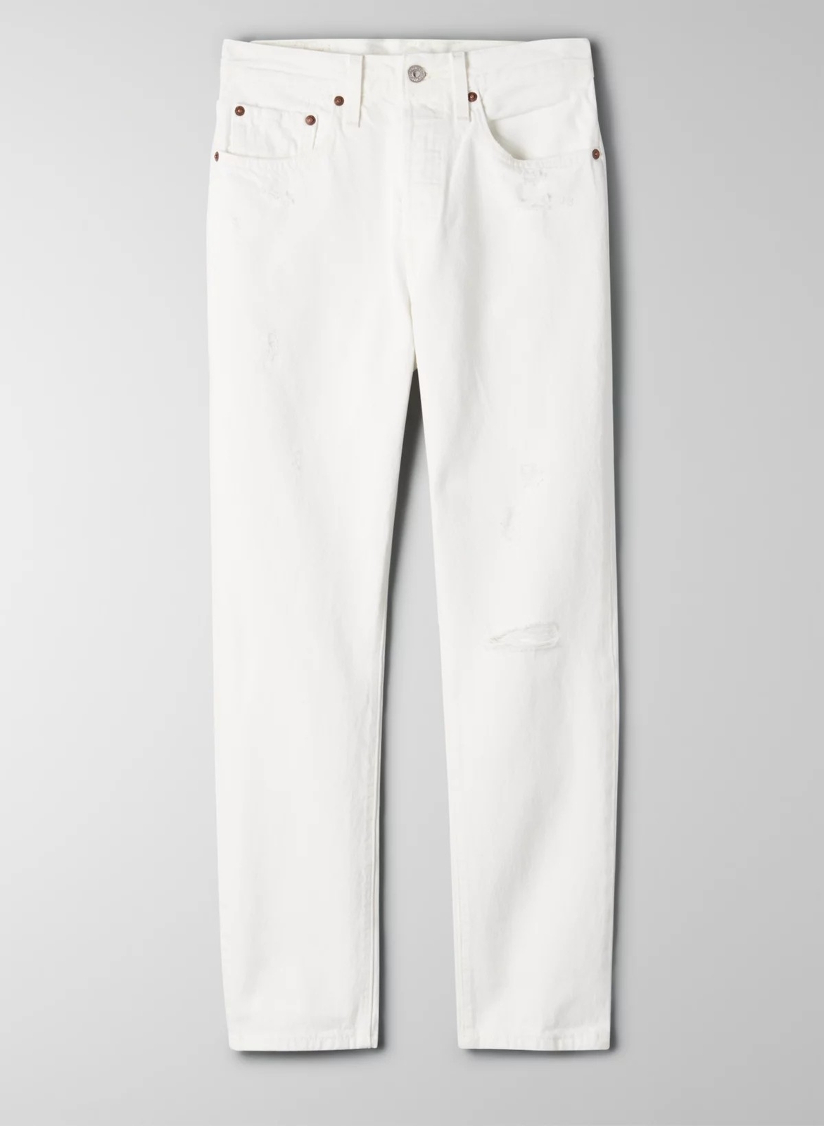 Levi's Premium 501 Skinny White Distressed Jeans W26 L28 Button Fly - View 3