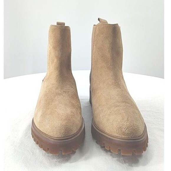 Quince Italian Suede Lug Sole Chelsea Boot Tan Beige Ortholite Womens Size 9 - View 5
