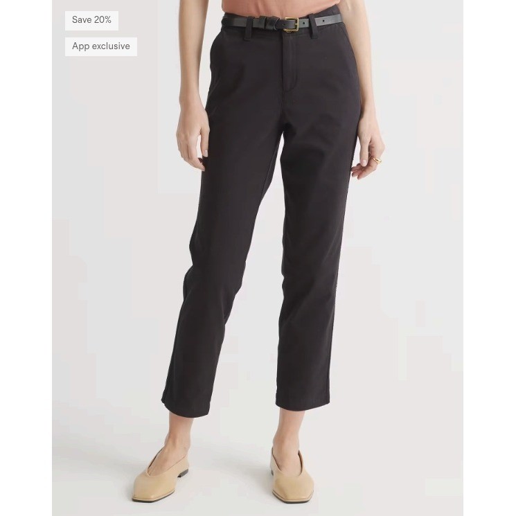 New Quince Stretch Organic Cotton Twill Girlfriend Chino Pants Black Medium - View 3