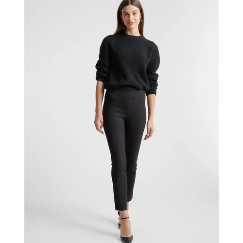 Quince Ultra-Stretch Ponte Pintuck Ankle Pant Black Inseam 27 Small New