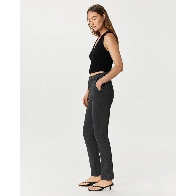 New Quince Ultra-Stretch Ponte Straight Leg Pant Charcoal Medium Inseam 30 - View 4