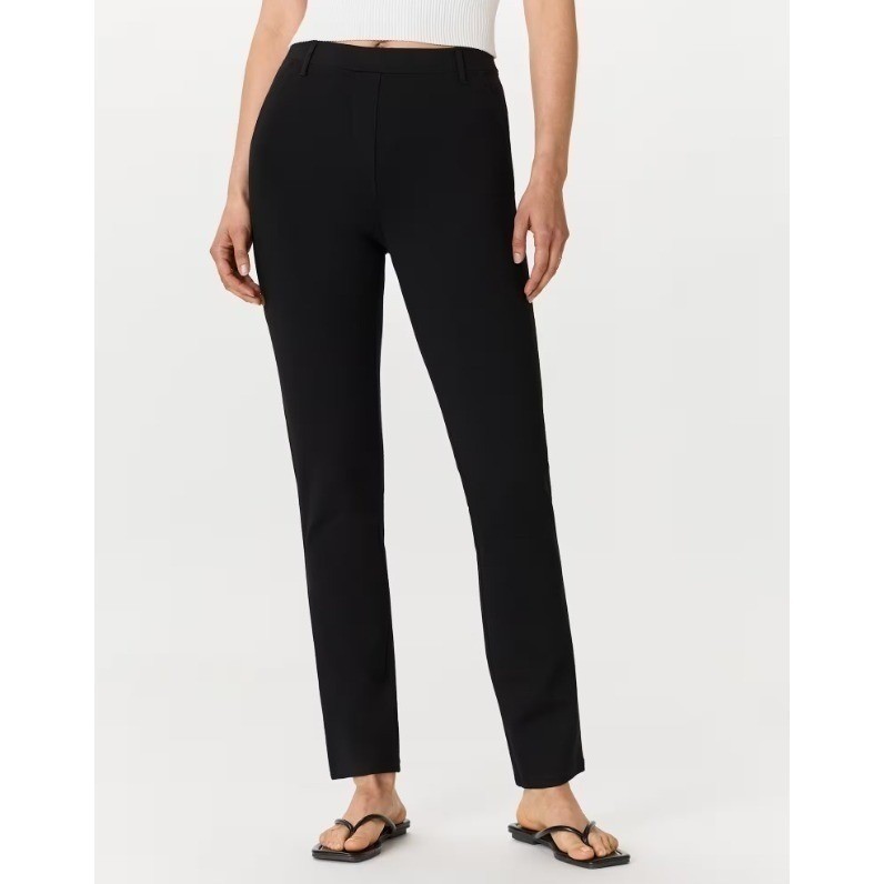 New Quince Ultra Stretch Ponte Straight Leg Pant Black Petite Medium Inseam 28