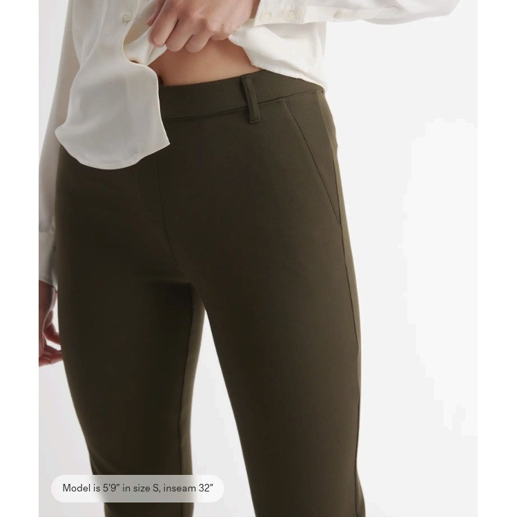 Quince Ultra-Stretch Ponte Straight Leg Pant Olive Medium NWT - View 3