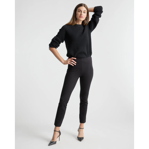 Quince Ultra-Stretch Ponte Pintuck Ankle Pant Black Inseam 28 Small - View 3