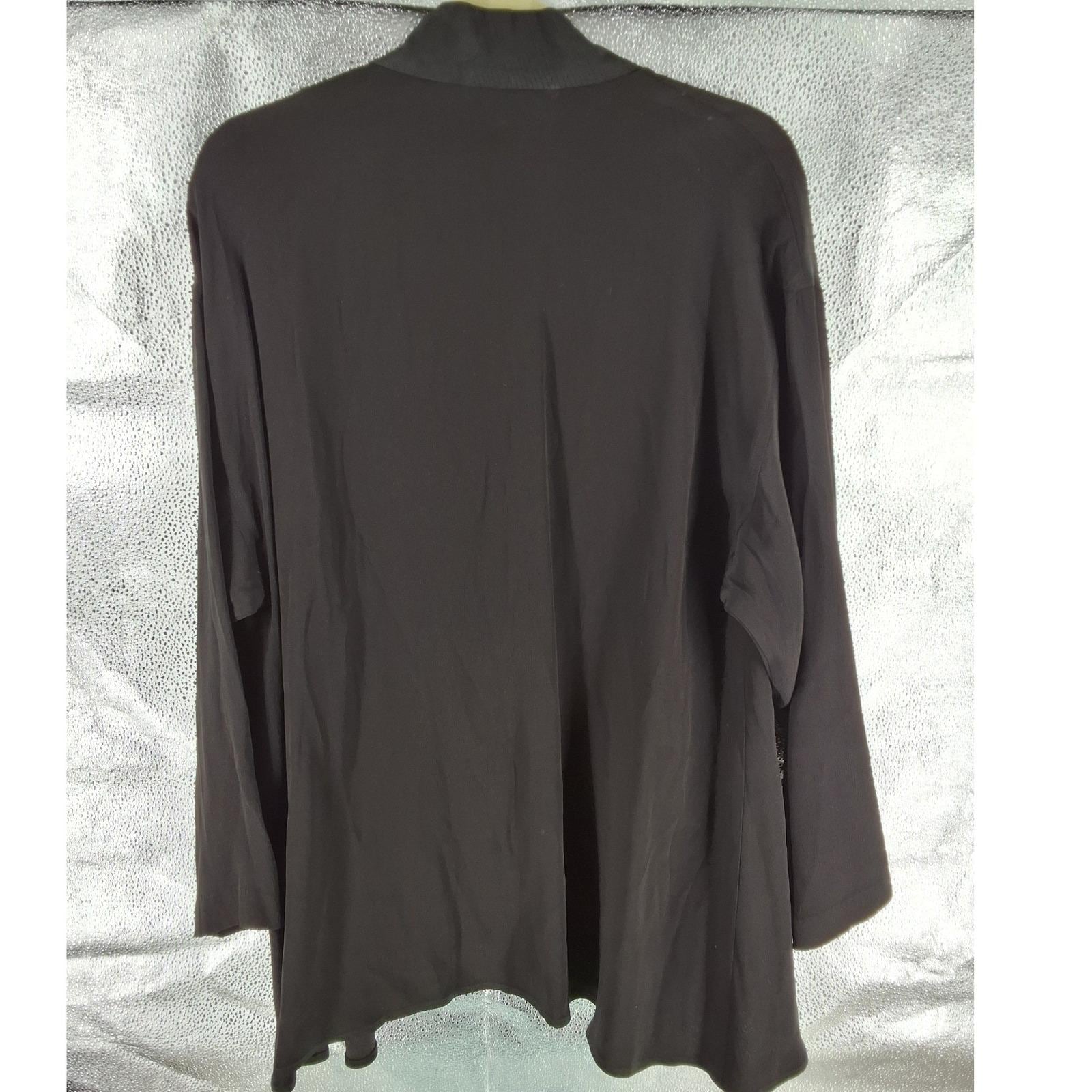 Yasuko Vintage Kimono Silk Jacket Open Front Black Art To Wear Womens S/M - View 5