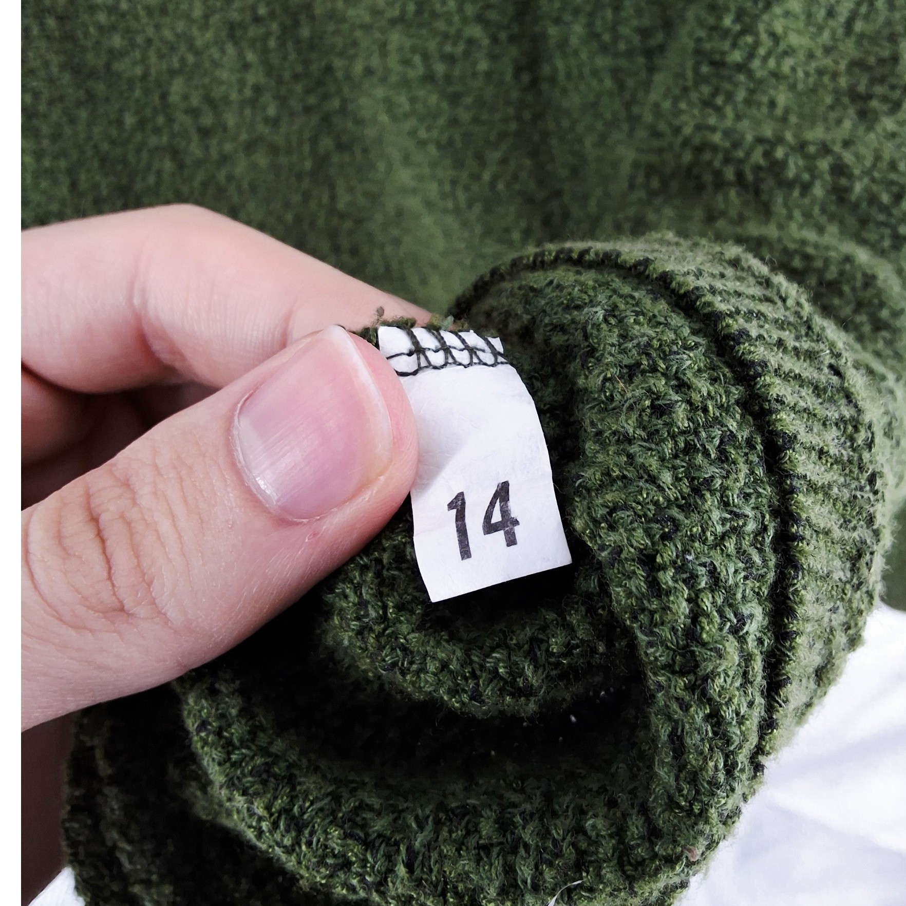 Vtg Peter Carol Olive Green Textured Crew Neck Sweater Plus Size 14 - View 3