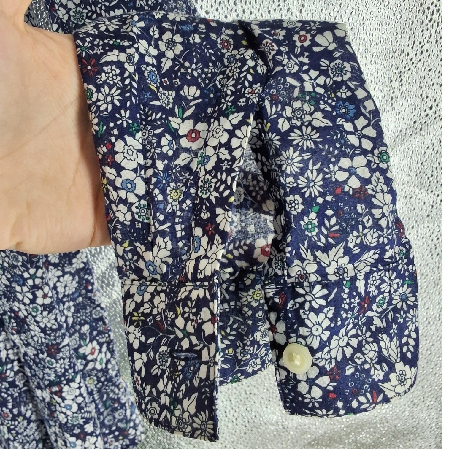 Old Navy Womens Blue Floral Cotton Button Up Blouse Long Sleeve Top Size M - View 3