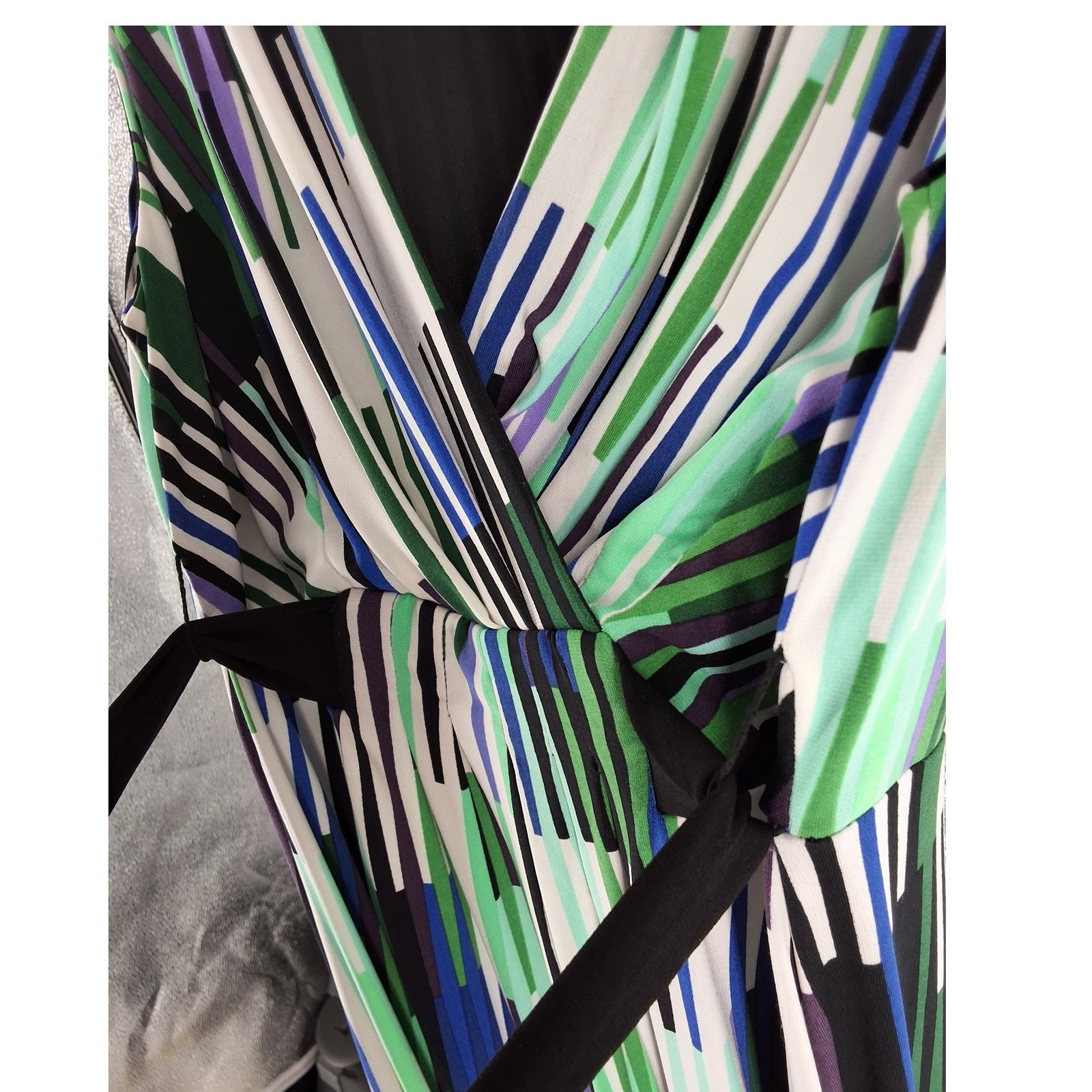 London Style Geometric Print Maxi Dress Green Purple Size 6 - View 5