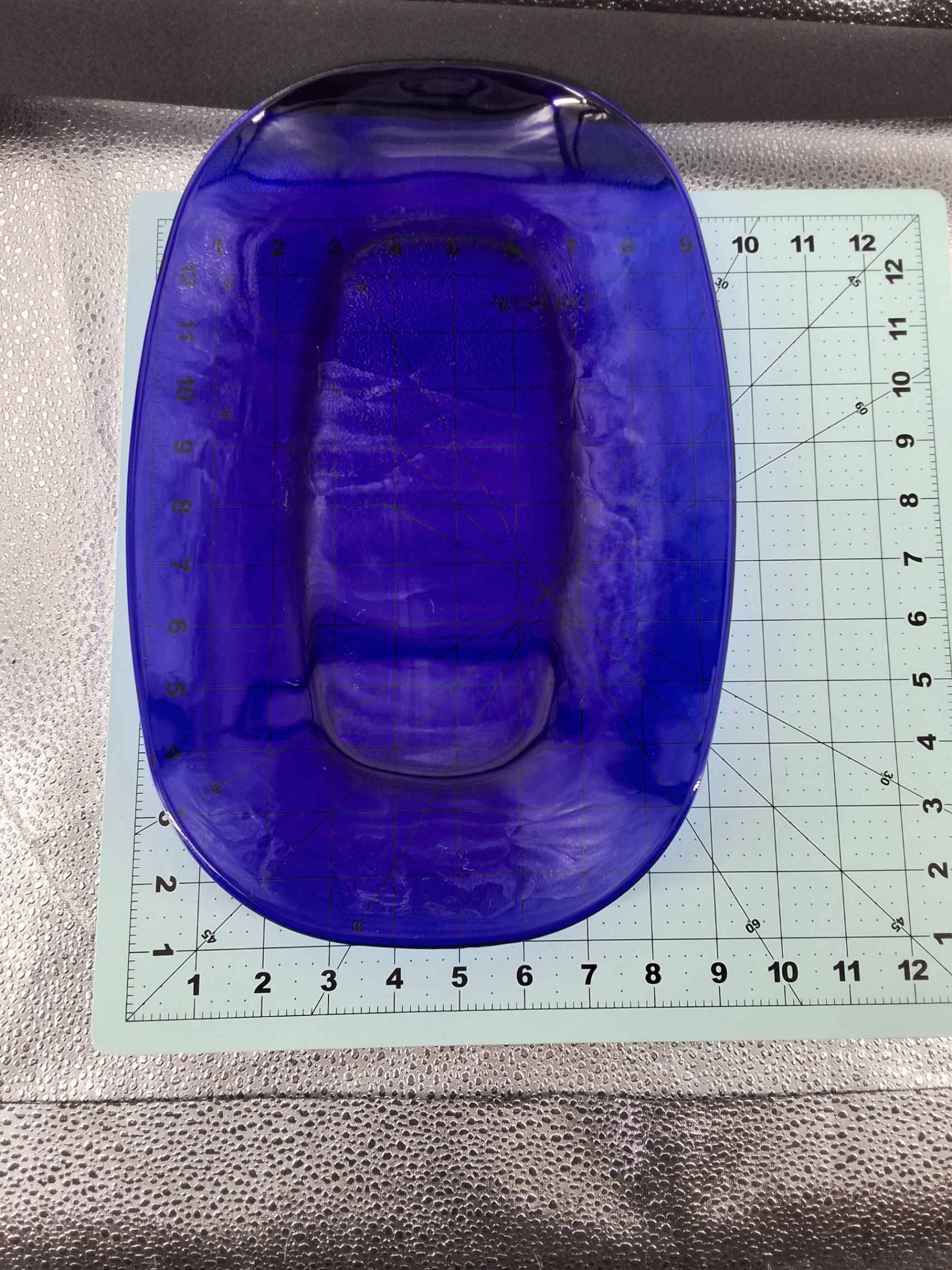 Cobalt Blue Glass Oval Serving Platter 12.5 Inch Translucent Dish MCM Style - View 7