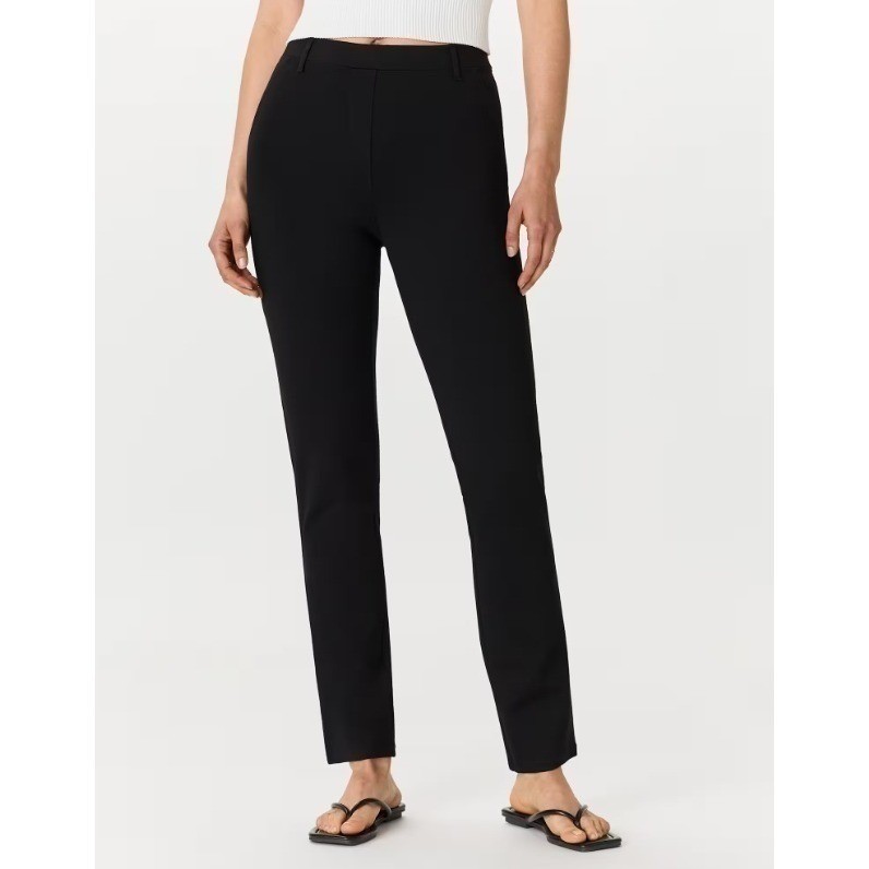 Quince Ultra-Stretch Ponte Straight Leg 4-Pocket Pants Black Small Petite SP 26