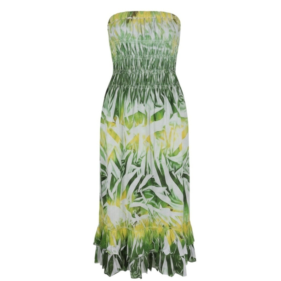 Haband Tropical Palm Leaf Convertible Tube Dress Maxi Skirt One Size OS