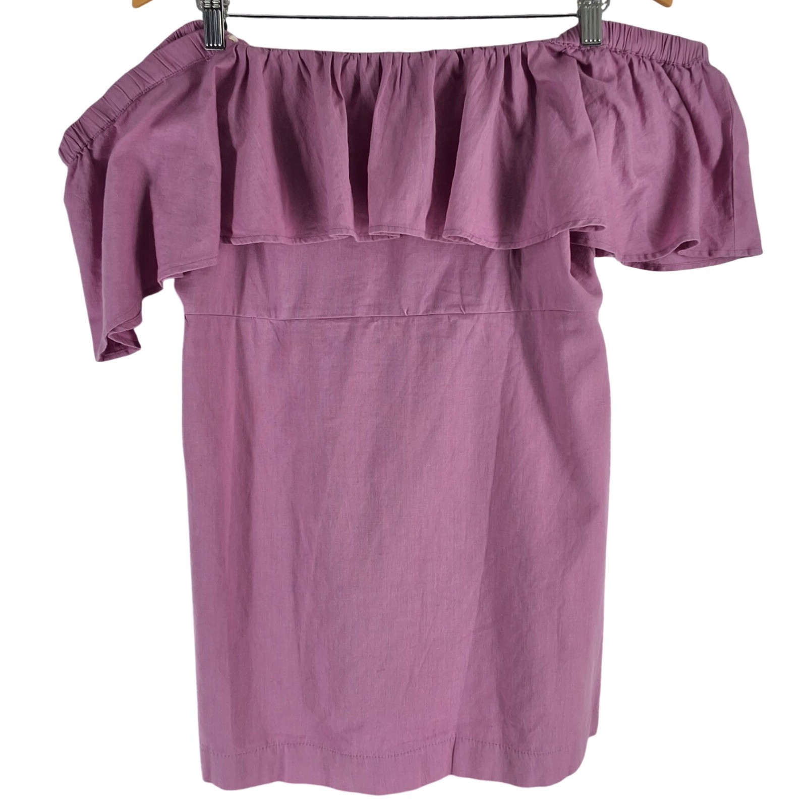 Free People Plum Purple Off Shoulder Ruffle Button Boho Blouse Top Women's L