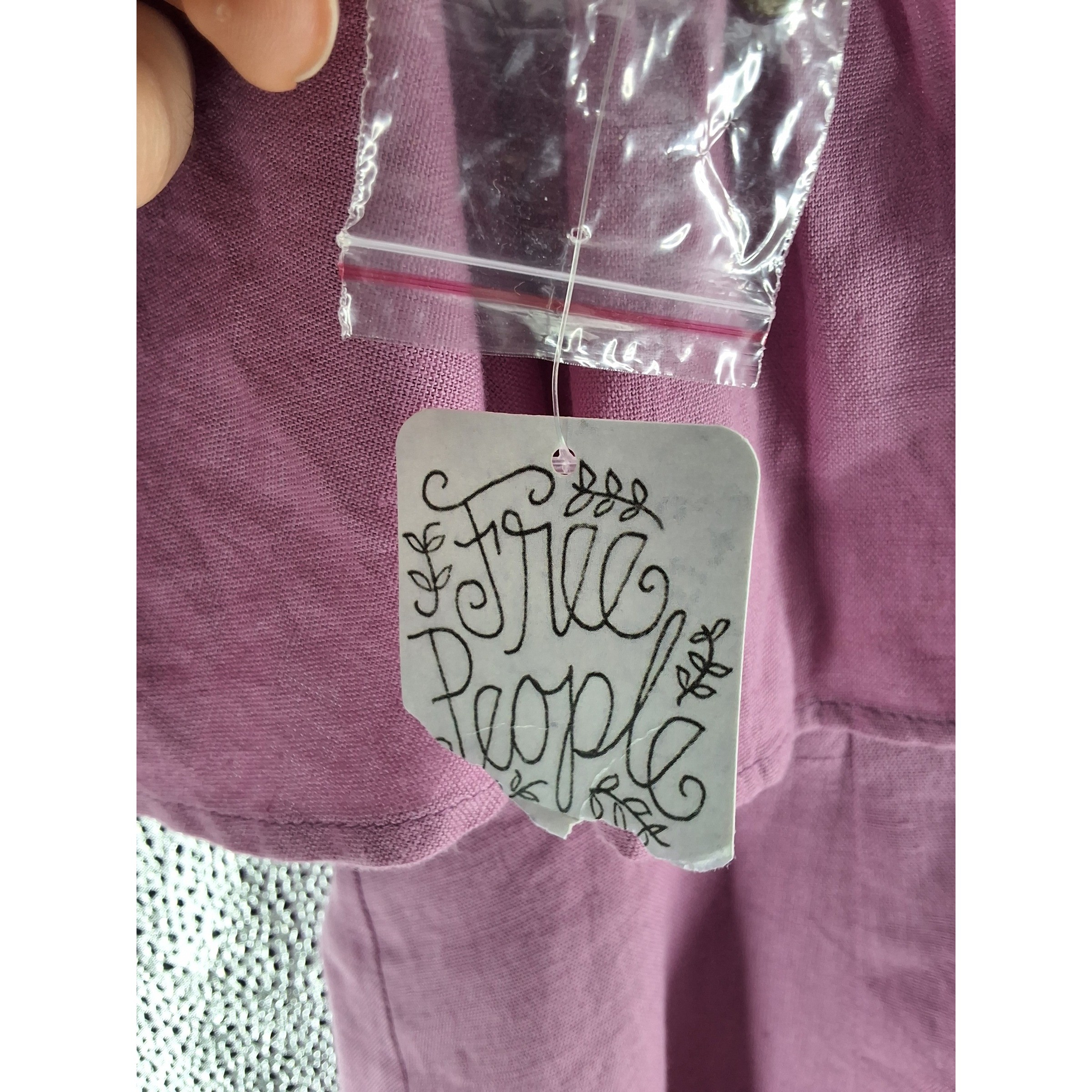 Free People Plum Purple Off Shoulder Ruffle Button Boho Blouse Top Women's L - View 10