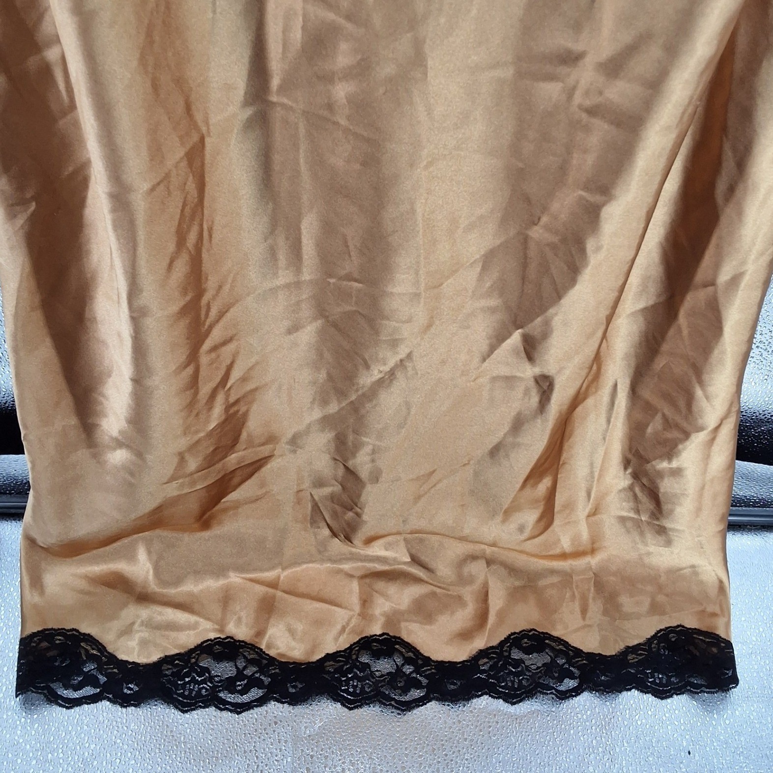 Secret Treasures Honey Gold Satin Lace Chemise Nightgown Slip XL 16/18 - View 3