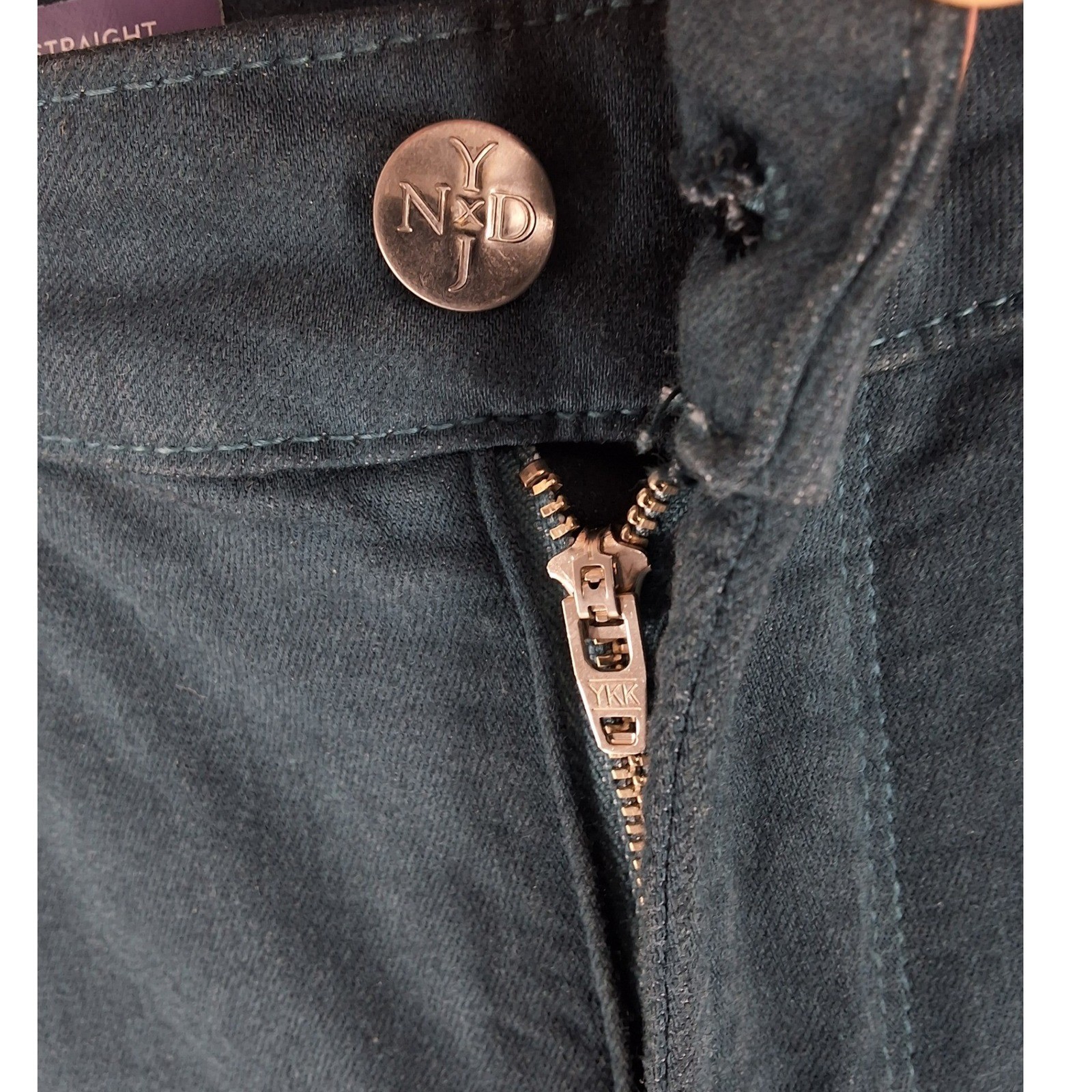 NYDJ Marilyn Straight Leg Pants Teal Green Lift Tuck Stretch Women's Size 10 - View 5