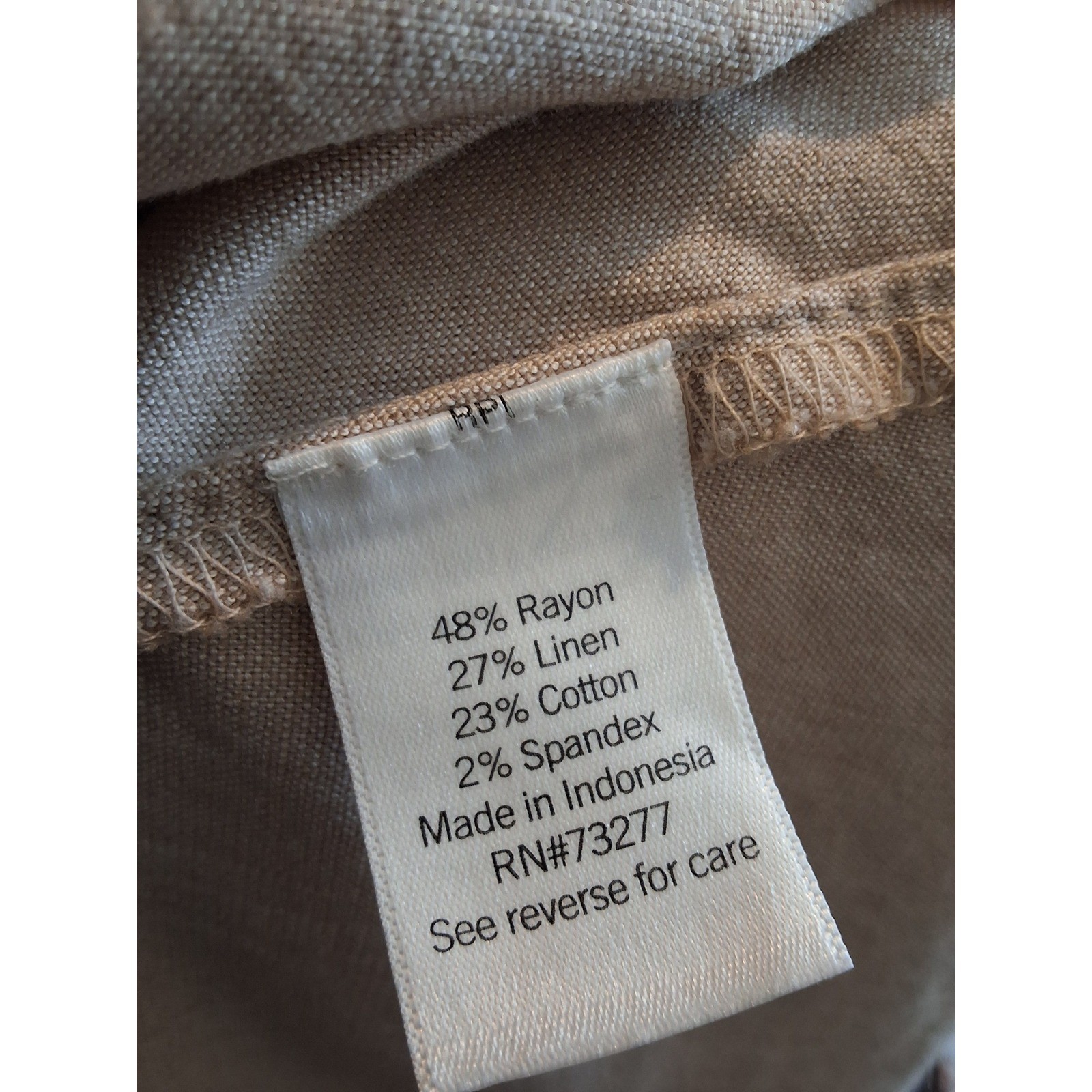 LC Lauren Conrad Beige Linen Blend Button Front Puff Sleeve Midi Dress S - View 5