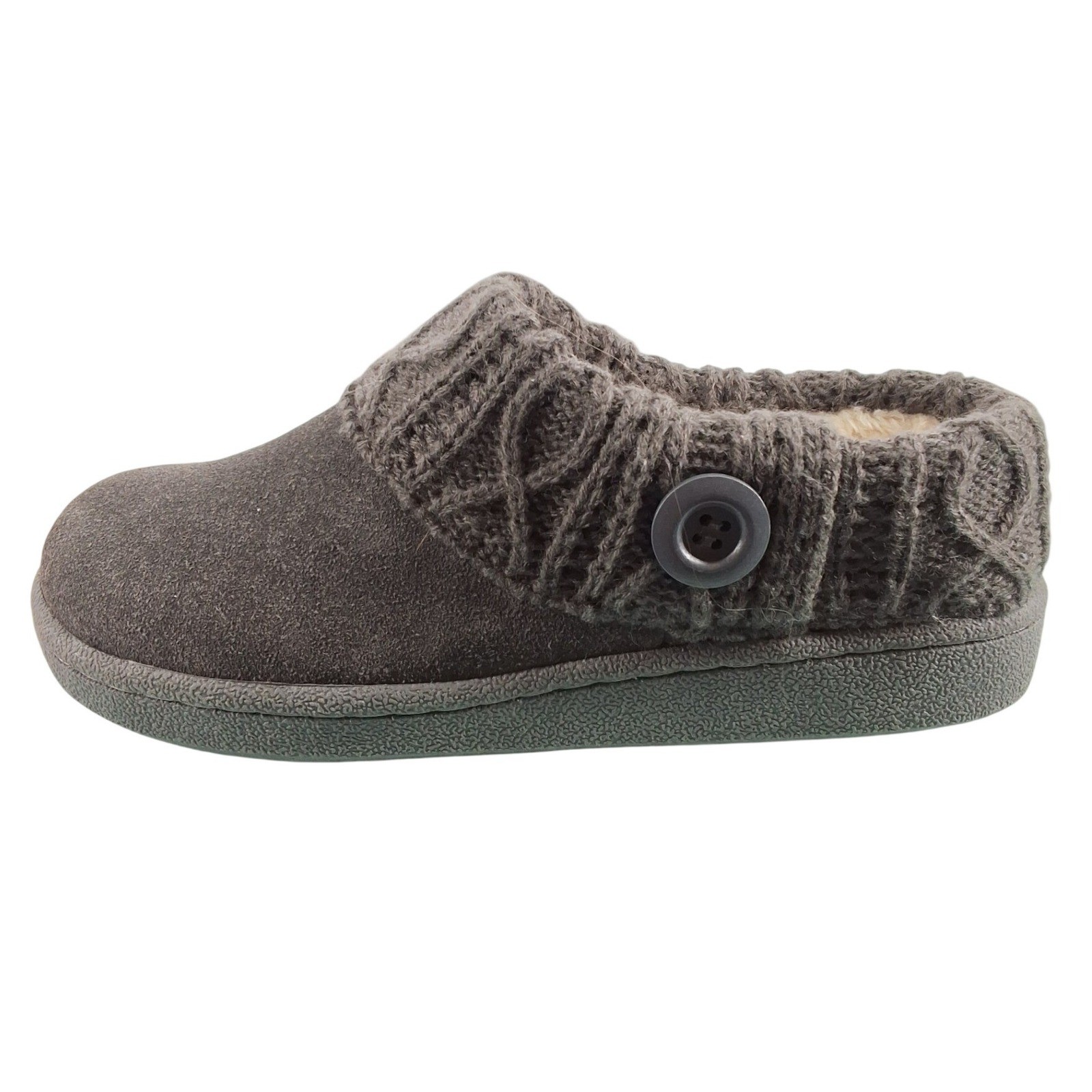 Clarks Willodean Fern Grey Suede Faux Fur Clog Slipper Shoes Women's Size 6M