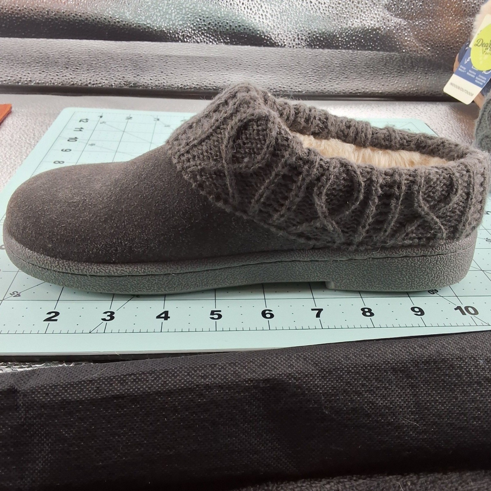 Clarks Willodean Fern Grey Suede Faux Fur Clog Slipper Shoes Women's Size 6M - View 8