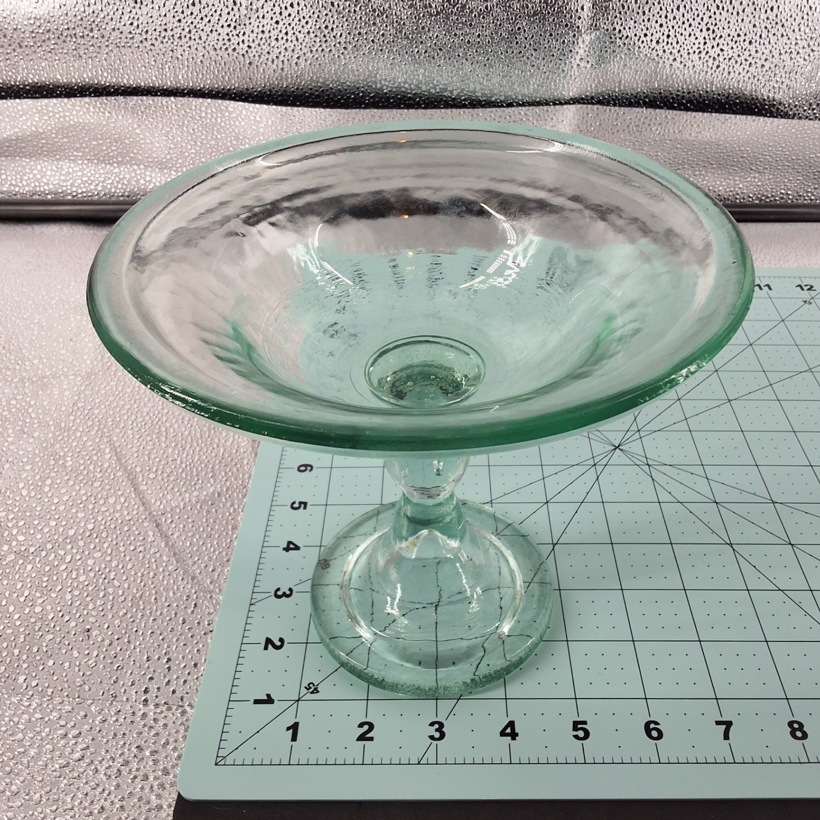 Vintage Green Glass Pedestal Compote Candy Dish - View 4