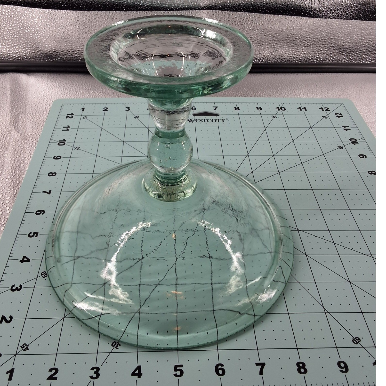 Vintage Green Glass Pedestal Compote Candy Dish - View 5