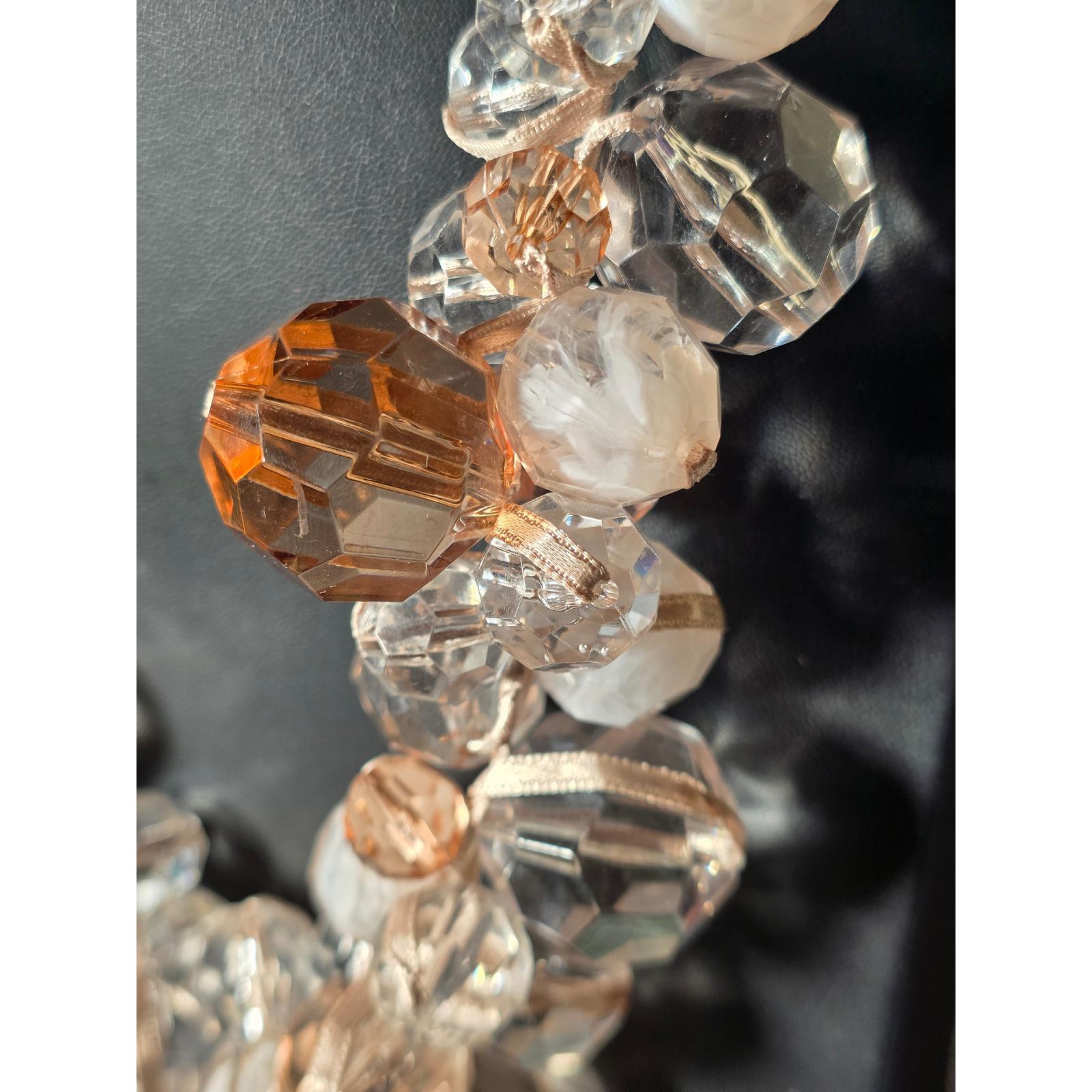 Chunky Faceted Lucite Beaded Multi-Strand Statement Necklace Peach Clear - View 9