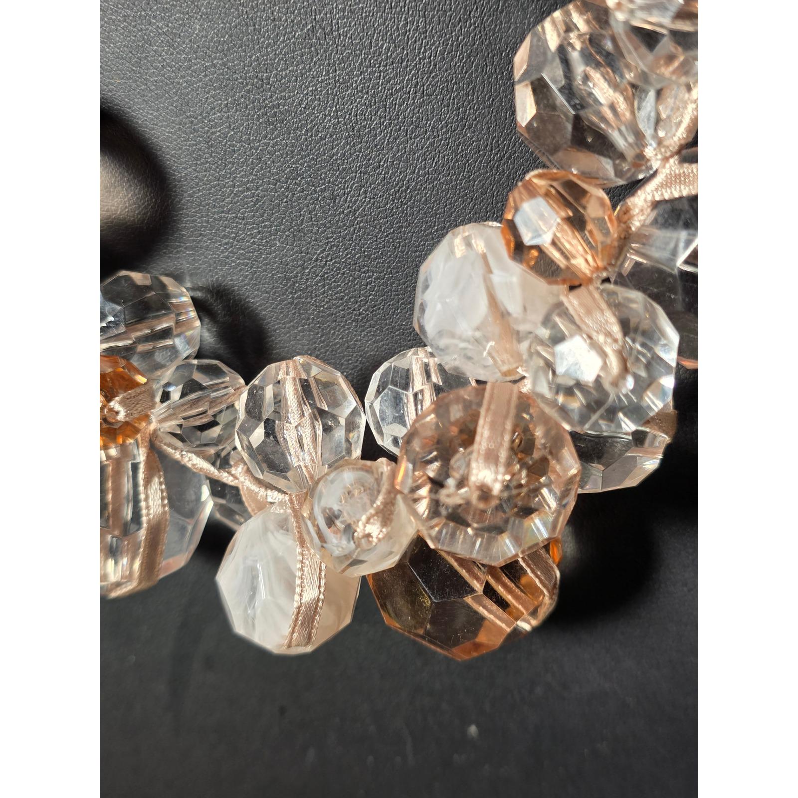 Chunky Faceted Lucite Beaded Multi-Strand Statement Necklace Peach Clear - View 12