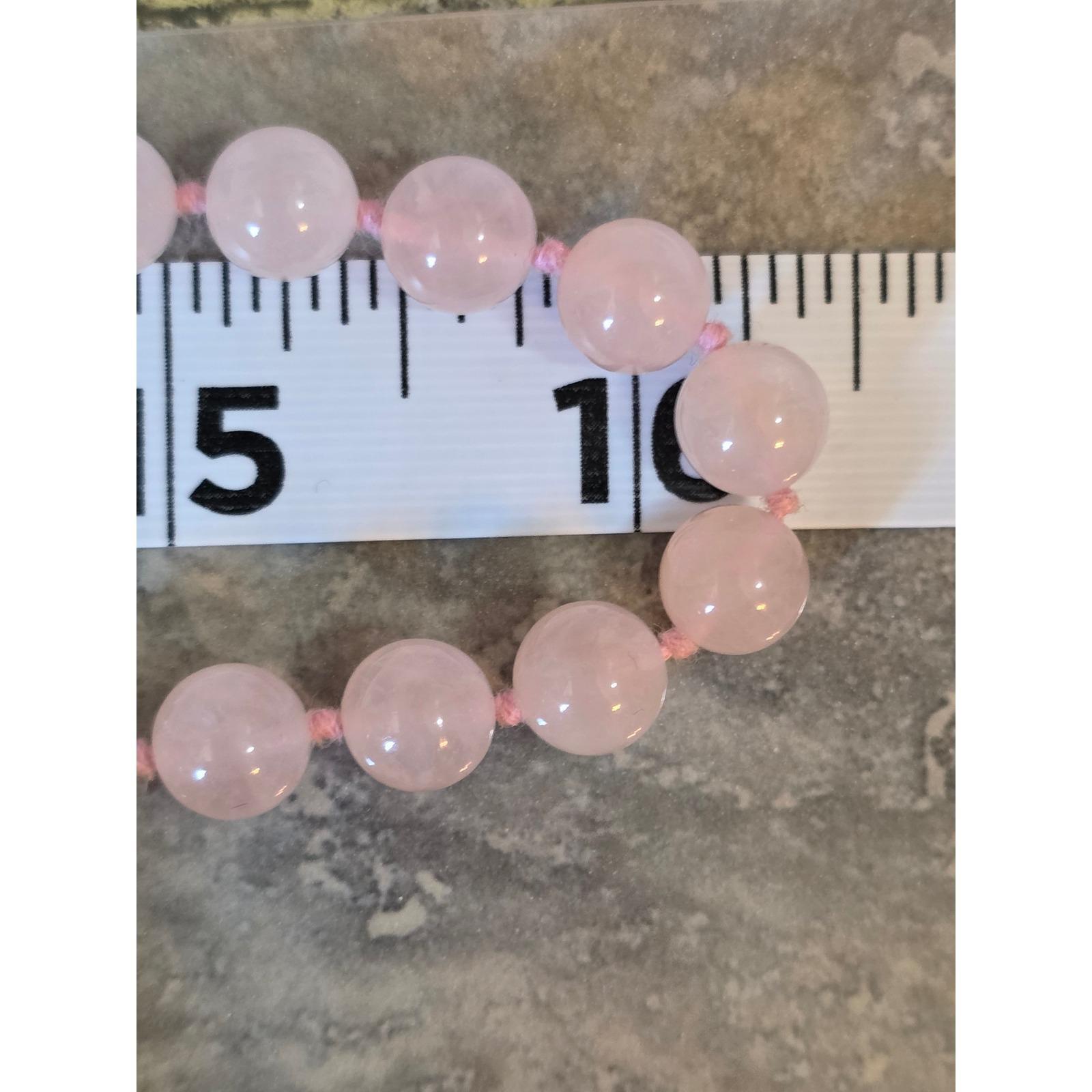 Vintage Hand Knotted Rose Quartz Beaded Necklace 32" Pink Boho