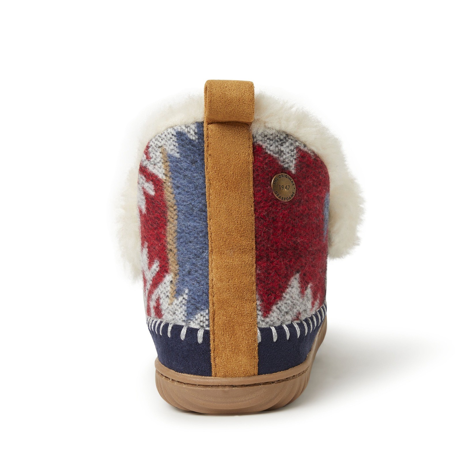 Dearfoams Southwestern Geometric Faux Fur Bootie Slippers Womens Sz 7 - View 9