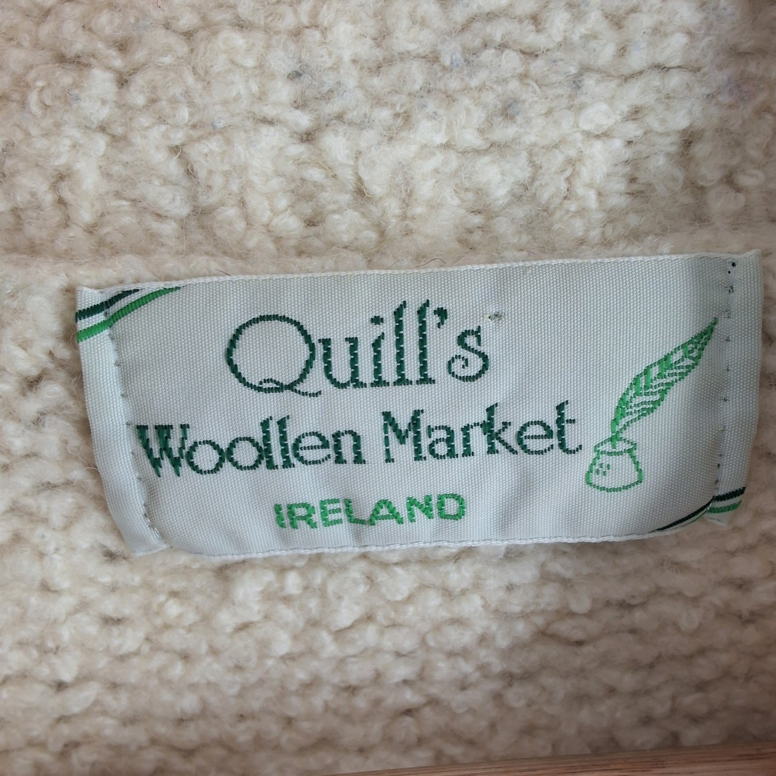 Quills Woollen Market Ireland Merino Cashmere Ribbed Mock Neck Sweater Cream L