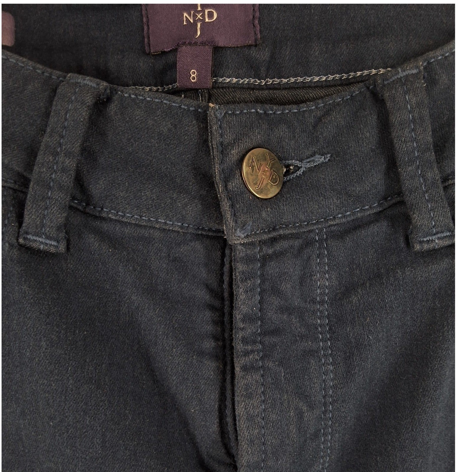 NYDJ Marilyn Straight Leg Jeans Navy Blue Lift Tuck Stretch Denim Womens Size 8 - View 4