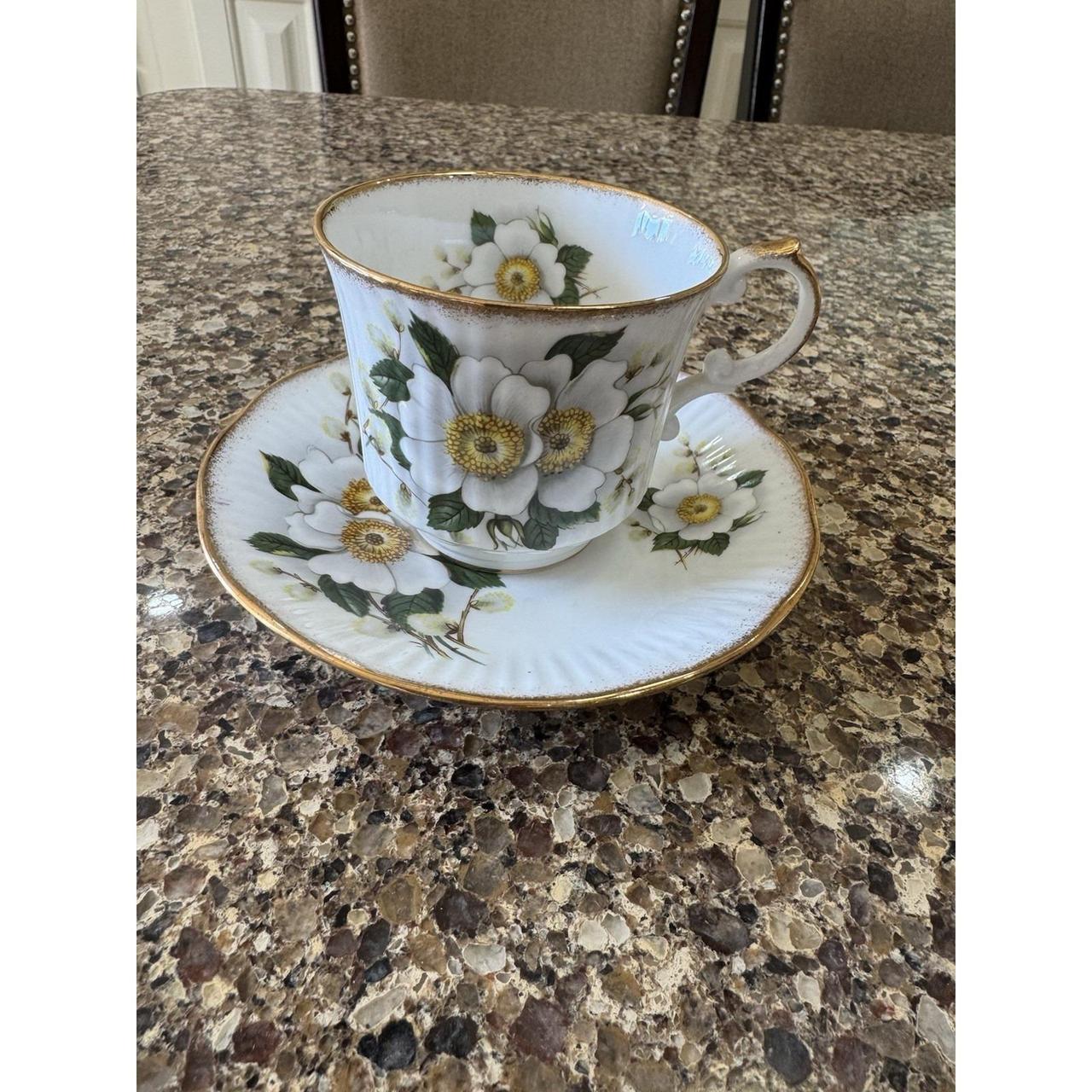 Vintage Roslyn Fine Bone China Tea Cup Saucer Set Blue Gold Gilt England - View 12