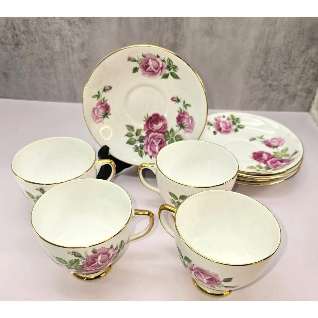 Vintage Roslyn Fine Bone China Tea Cup Saucer Set Blue Gold Gilt England - View 13