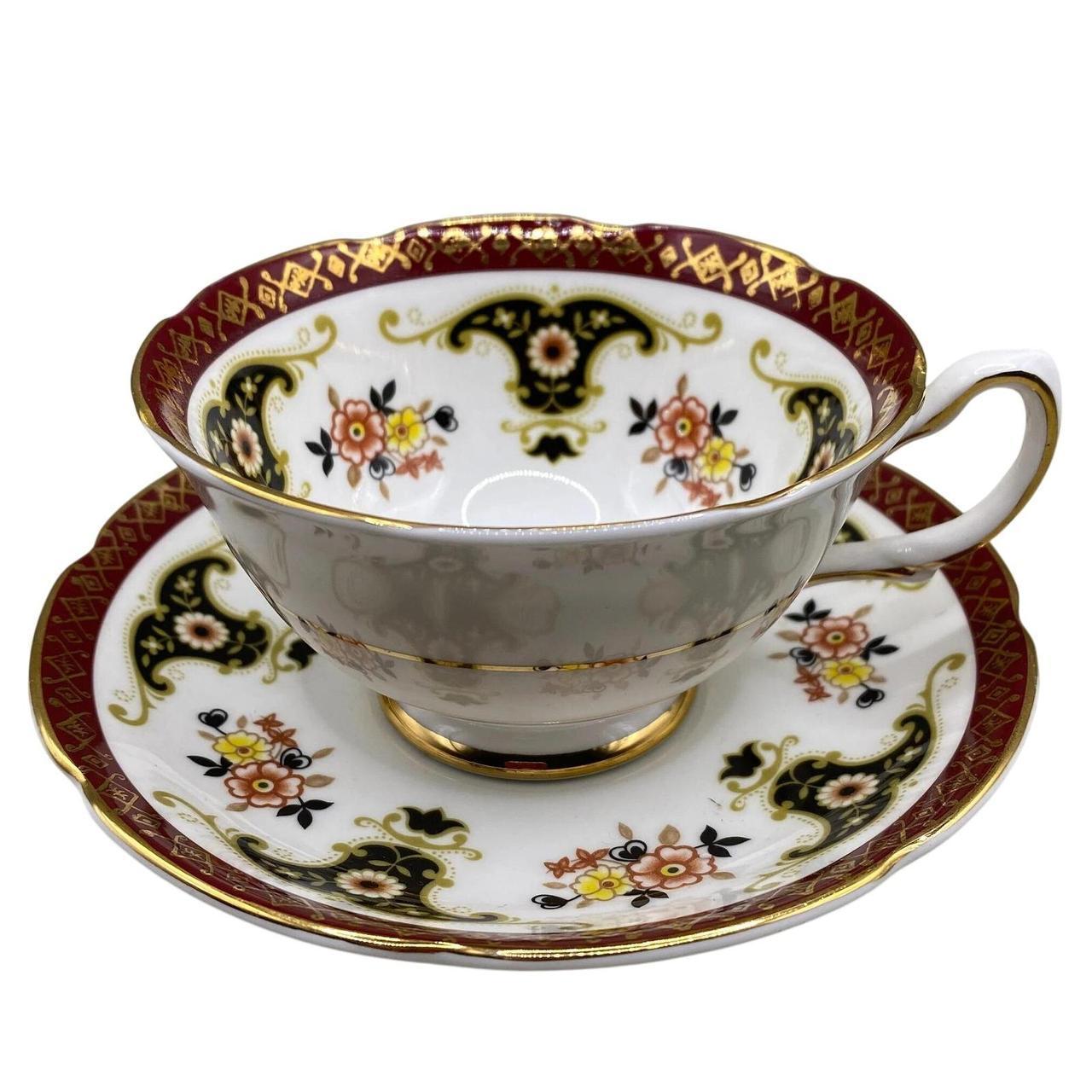 Vintage Roslyn Fine Bone China Tea Cup Saucer Set Blue Gold Gilt England - View 20
