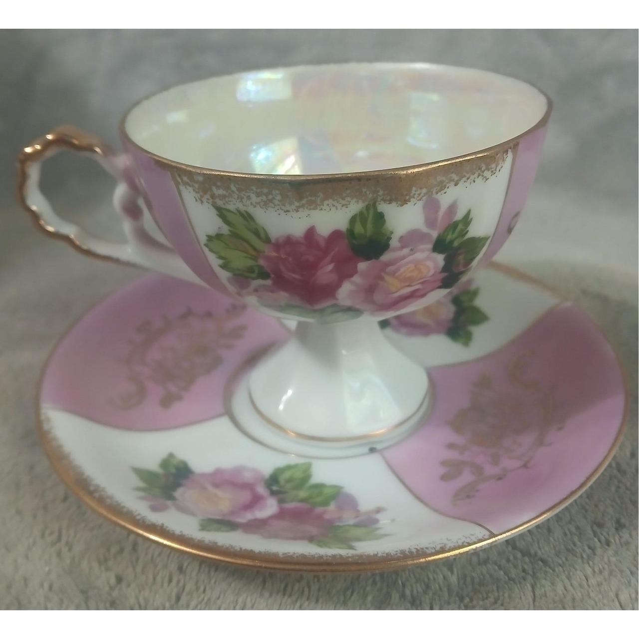 Vintage Roslyn Fine Bone China Tea Cup Saucer Set Blue Gold Gilt England - View 23