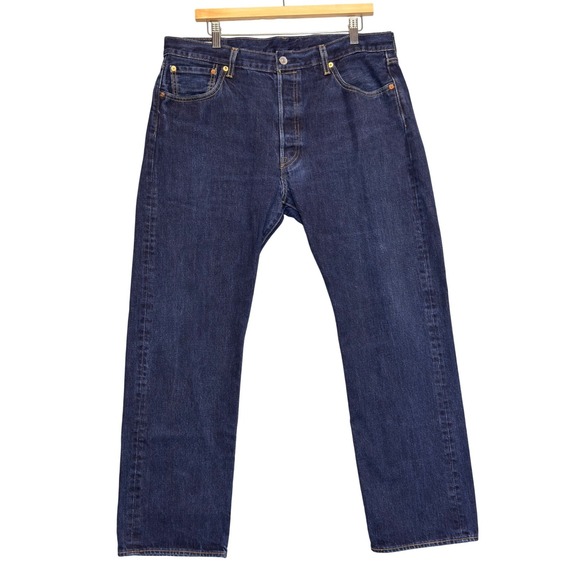 Levis 501 Original Fit Mens Jeans 42x30 Medium Wash Blue Button Fly Straight Leg - View 10