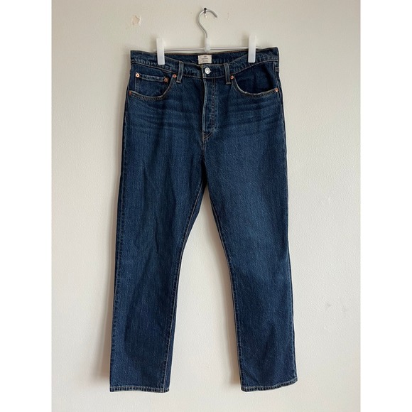 Levis 501 Original Fit Mens Jeans 42x30 Medium Wash Blue Button Fly Straight Leg - View 12