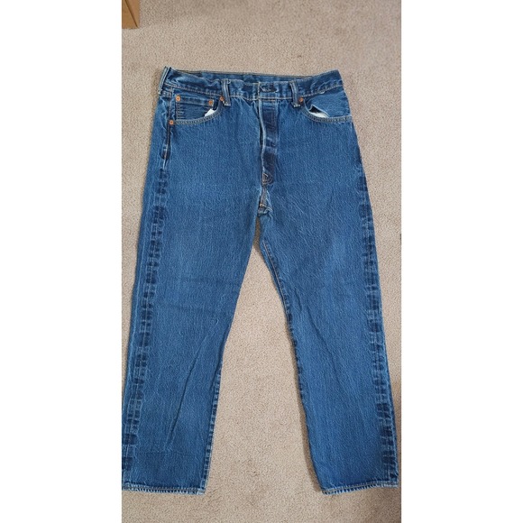 Levis 501 Original Fit Mens Jeans 42x30 Medium Wash Blue Button Fly Straight Leg - View 13