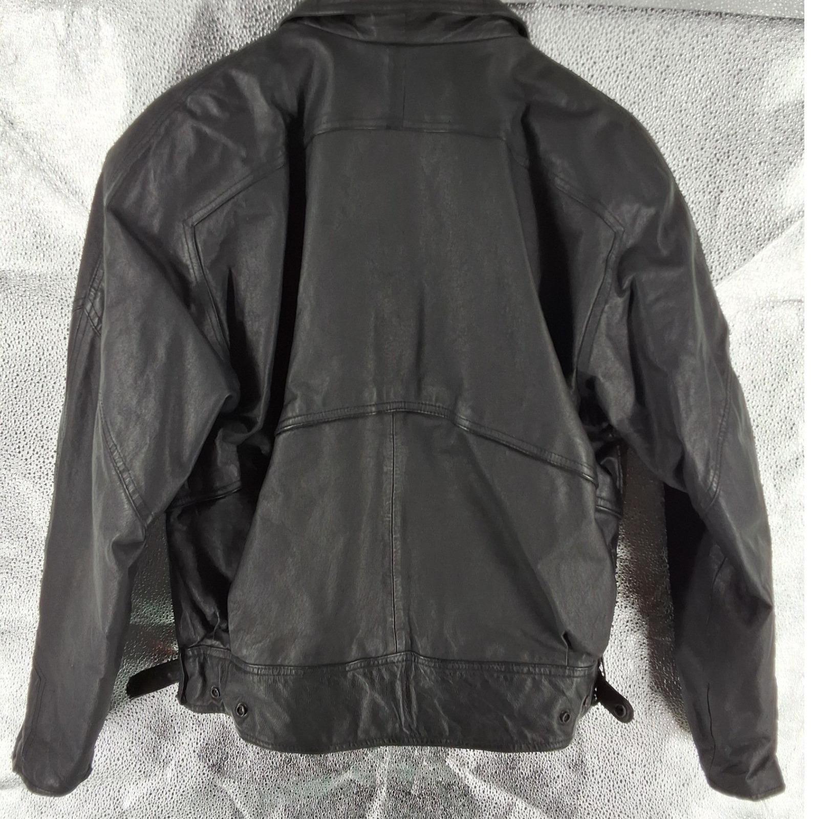 Pere Mar Vintage Black Leather Bomber Jacket Mens S Oversized 80/90s Flight Coat - View 5