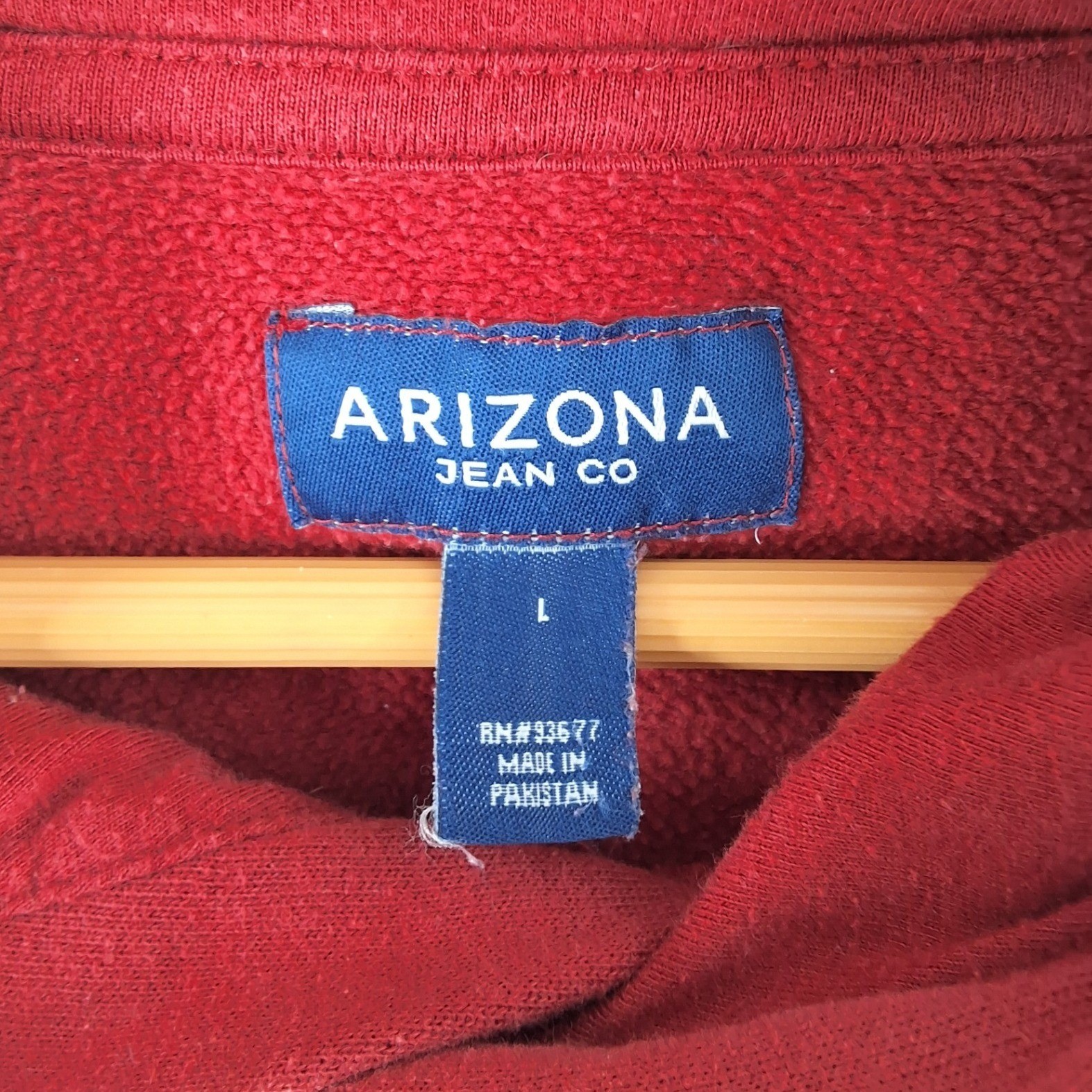Arizona Jean Co Mens Hoodie L Burgundy Red Pullover Fleece Sweatshirt