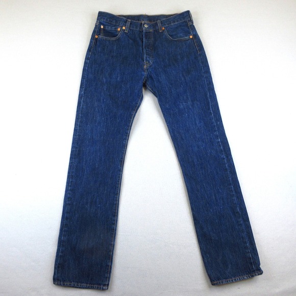 Levis 501 Original Fit Mens Jeans W42 L30 Medium Wash Blue Button Fly Straight - View 11