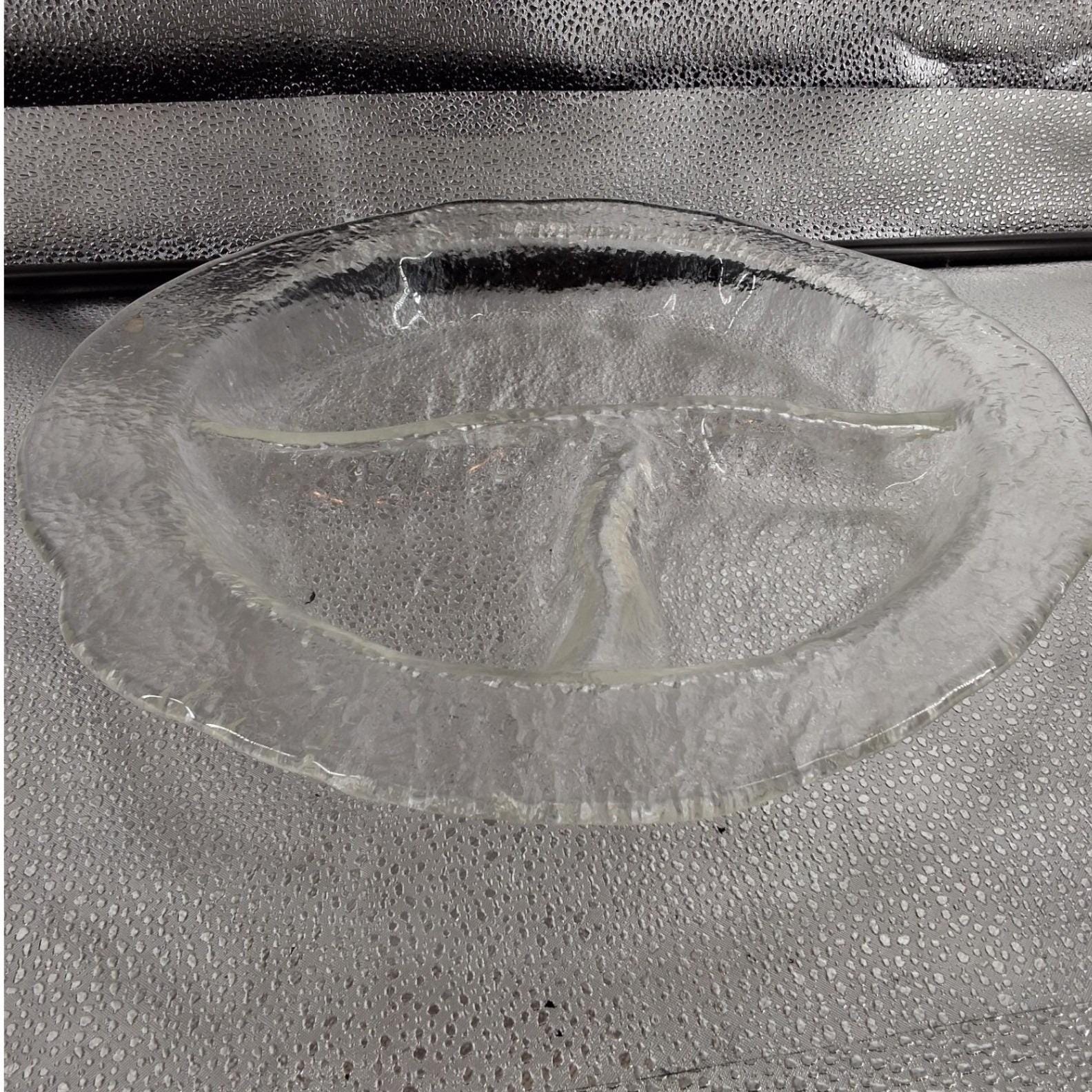 Uno Westerberg Sweden Ice Glass Divided Platter 3 Section MCM - View 4