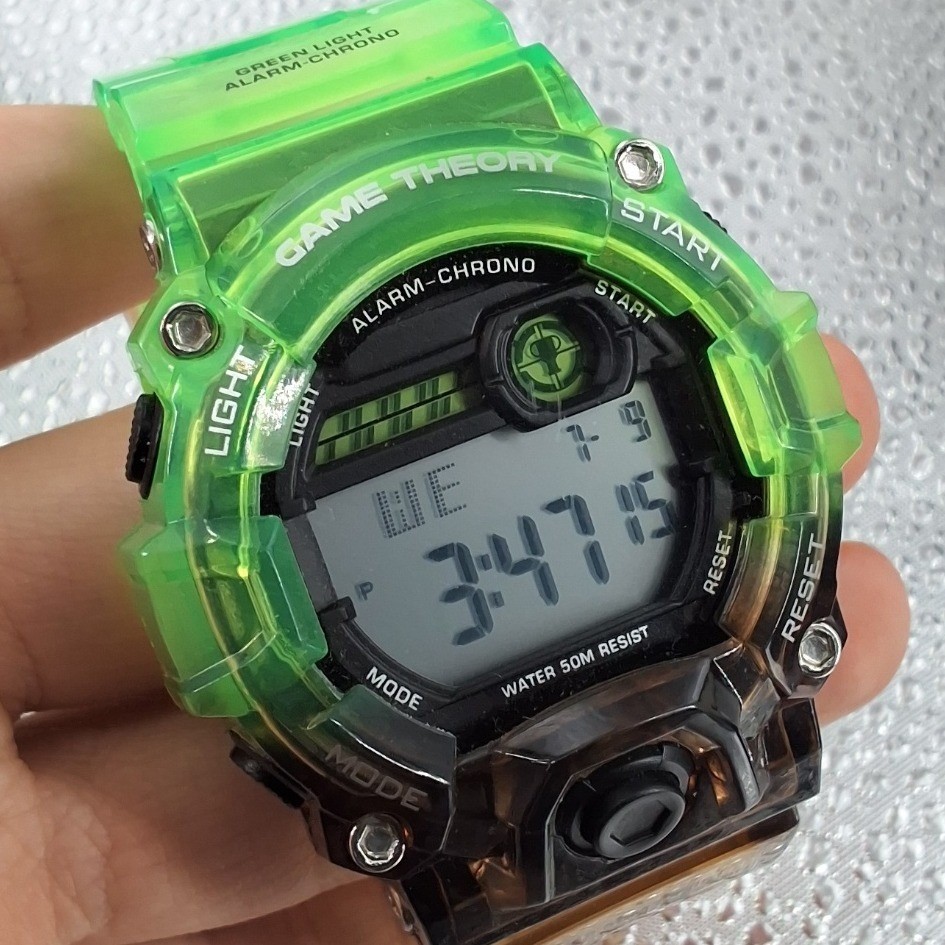 Game Theory Radioactive Digital Watch Neon Green Translucent Chronograph Box Tin - View 5