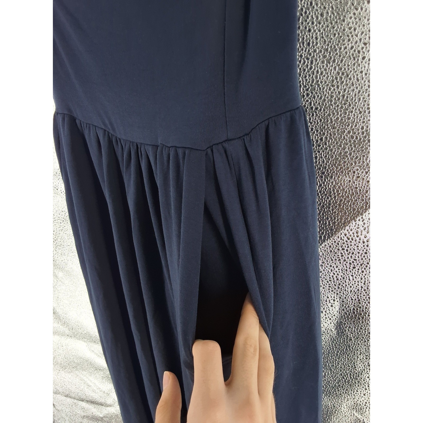 Quince Navy Blue Tencel Jersey Wide Leg Pants High Waisted Pockets NWT Medium - View 4