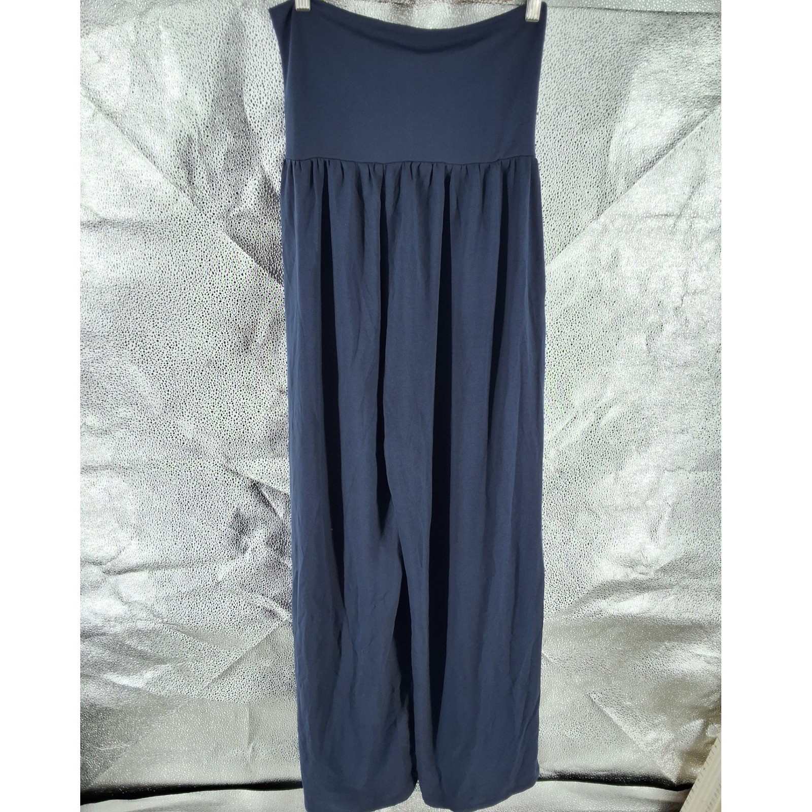 Quince Navy Blue Tencel Jersey Wide Leg Pants High Waisted Pockets NWT Medium - View 7