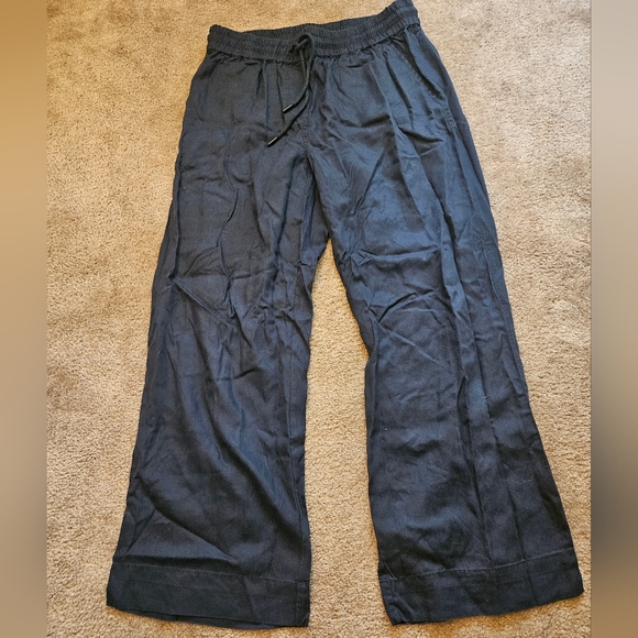 Quince Navy Blue Tencel Jersey Wide Leg Pants High Waisted Pockets NWT Medium - View 13