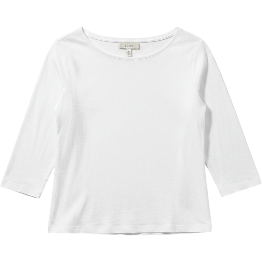 J.Crew Painter Slub Cotton Boatneck Tee White Long Sleeve Top L